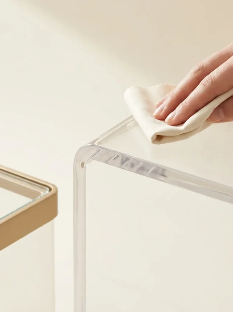 Entretien d un meuble en plexi avec un chiffon doux