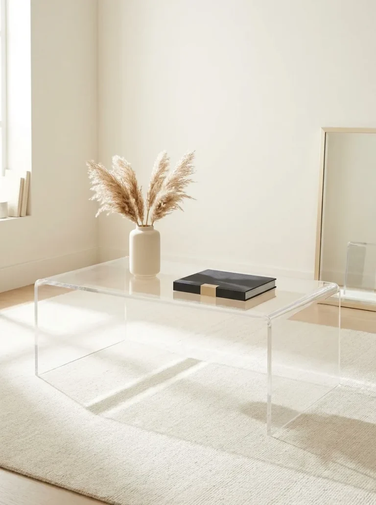 Table basse en plexi dans un salon contemporain